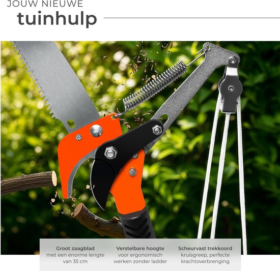 tectake® Telescopische Snoeischaar - Heggenschaar - 161 - 260 cm - Takkenschaar - Op Steel - Stokheggenschaar met Trekkabel en Zaag - Boomzaag met Telescoopstang - Uitschuifbaar van Merkloos	 — afbeelding 4