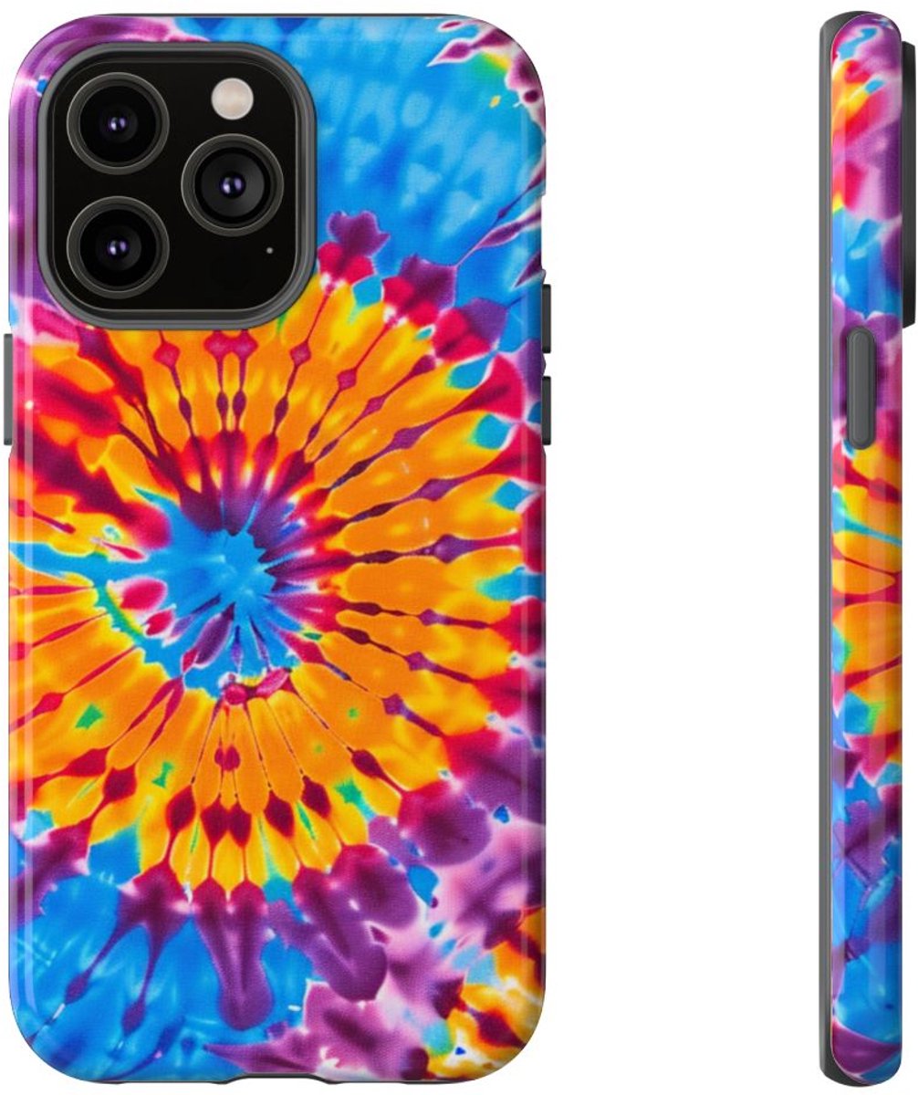 Vrolijk Tie-Dye Spiraalpatroon – Telefoonhoesje Geschikt voor iPhone 14 Pro Max