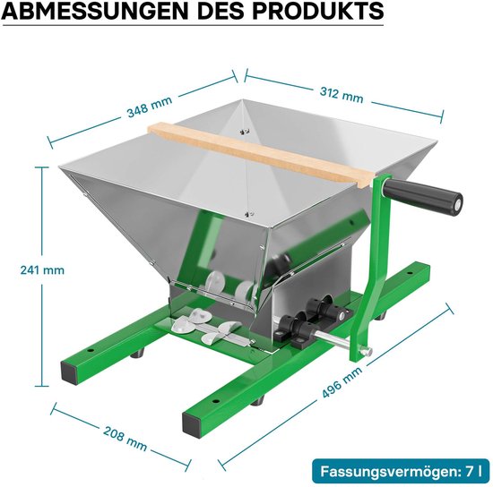 Borg Fruitmolen - Appelmolen - 7 Liter RVS Trechter - met Slinger van Borg — afbeelding 3