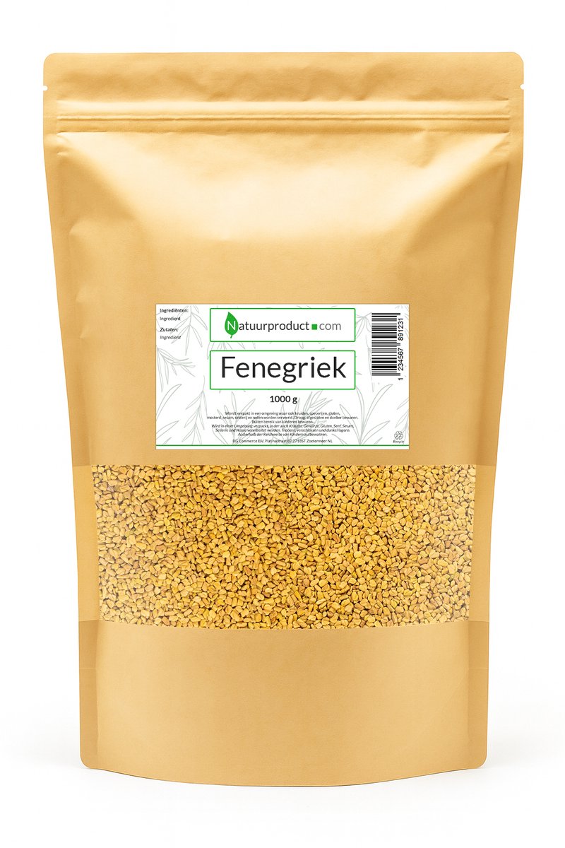 Natuurproduct Fenegriekzaad - 1 Kilo - voor Thee, Curry & Melanges - 100% Puur & Natuurzuiver - Voordeelverpakking