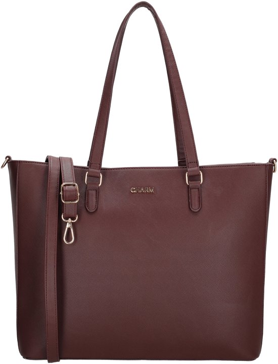 Charm London Birmingham Sac à main et bandoulière avec compartiment pour ordinateur portable 15,6 pouces, idéal École , le travail et les Business - Sac fourre-tout - Bordeaux rouge