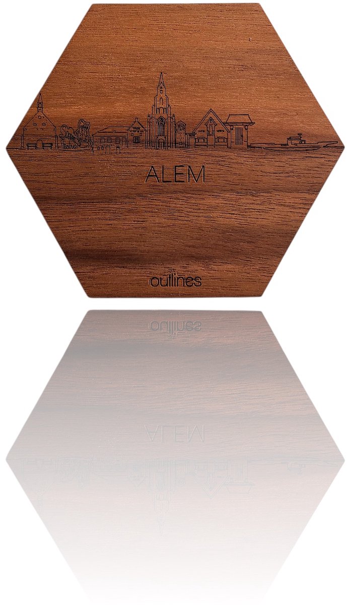 5x Onderzetters Skyline van Utrecht - 10x9cm - Eikenhout