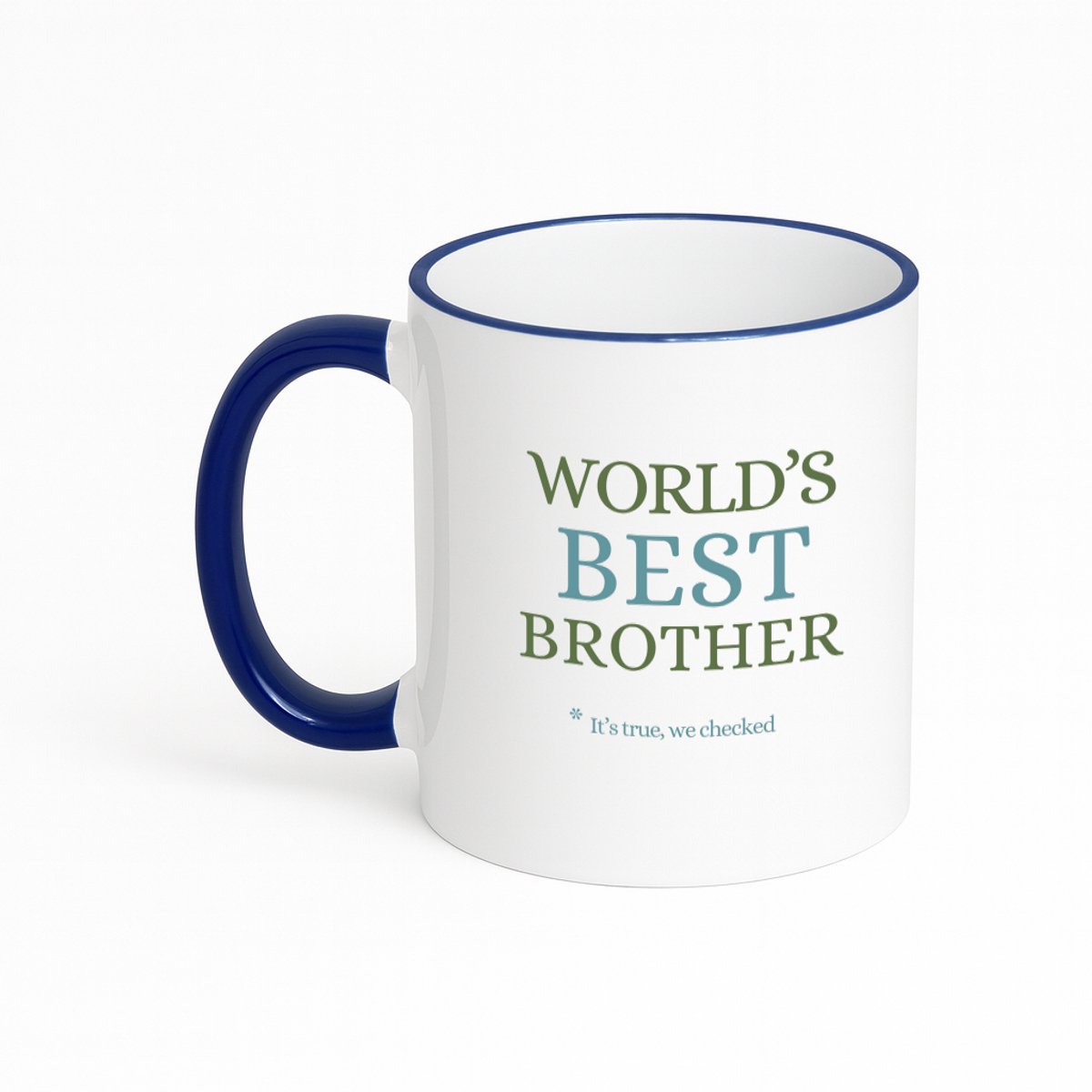 Hacebo® - World's best brother koffiebeker met gekleurde rand donker blauw - Broer - een broer - thee mok - koffie beker - verjaardagscadeau - cadeau voor broer - gift - kado - koffiemok - 330 ML