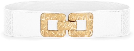 WELROG 2-delige elastische riem voor dames, brede vintage riem voor jurk, overhemden, modieuze riemen voor dames, Zwart en bruin, L (tour de taille 78-107cm