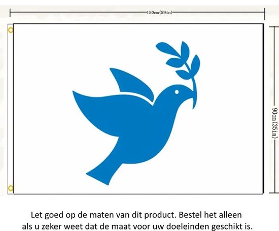 Foto: Vredesduif vlag 150x90cm vrede peace peace dove vredes duif wereldvrede no war flag polyester israel palestina rusland ukraine