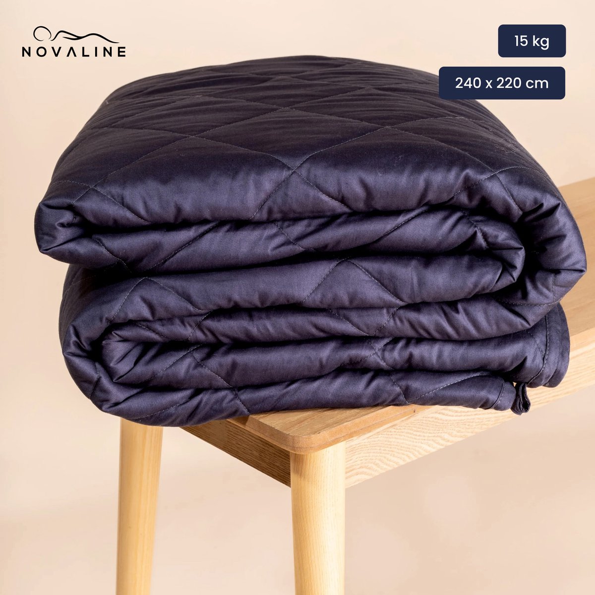 Novaline verzwaringsdekens - Weighted blanket - Volwassenen - Verzwaringsdeken - 2 persoons dekbed - 15 kg - 240 x 220 cm