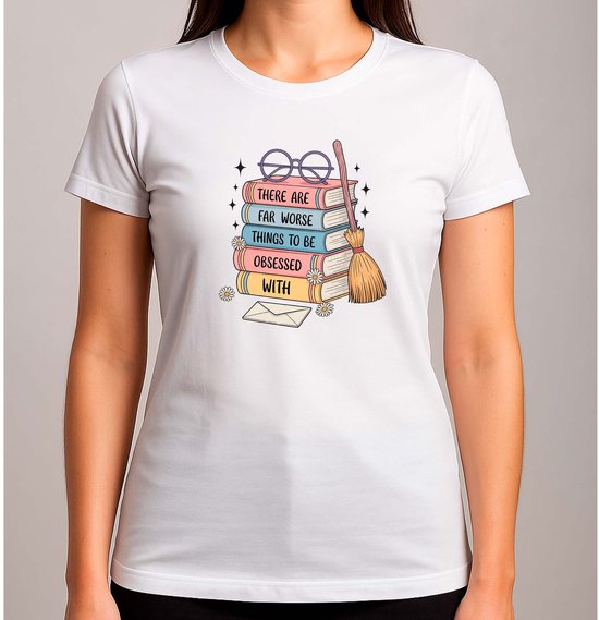 There are far Worse Things to be Obsessed with - T Shirt - Books - Floral - BookLovers - Cute - BookAddict - Boeken - Boekenliefde - Boekenverslaafd