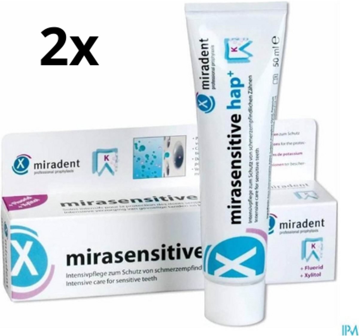 Miradent Mirasensitive Hap+ Tandpasta - 2 x 50 ml - Voordeelverpakking