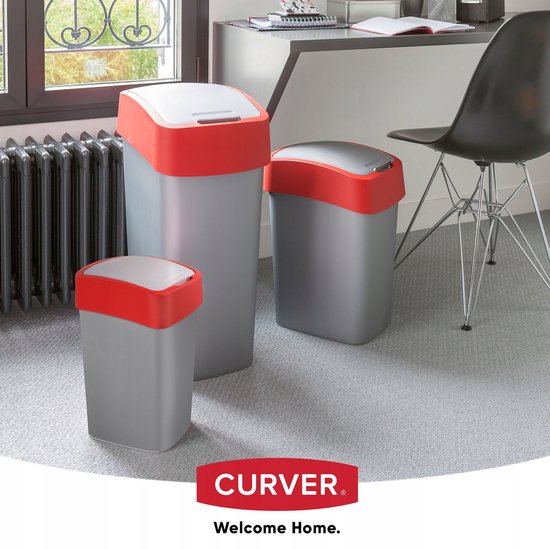 Curver Afvalcontainer, zilver/rood | bol