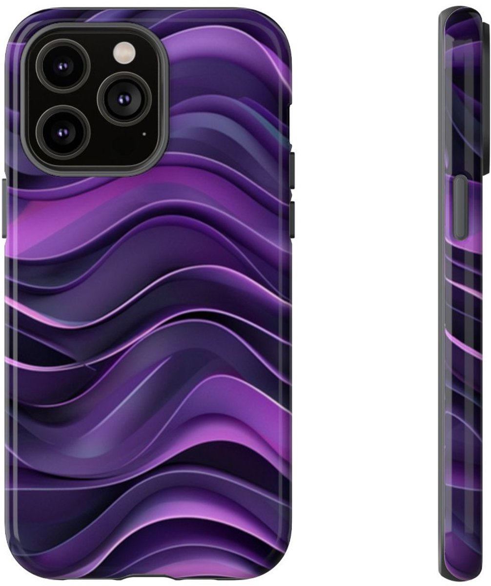 Paars Golvend Patroon – Telefoonhoesje Geschikt voor iPhone 14 Pro Max
