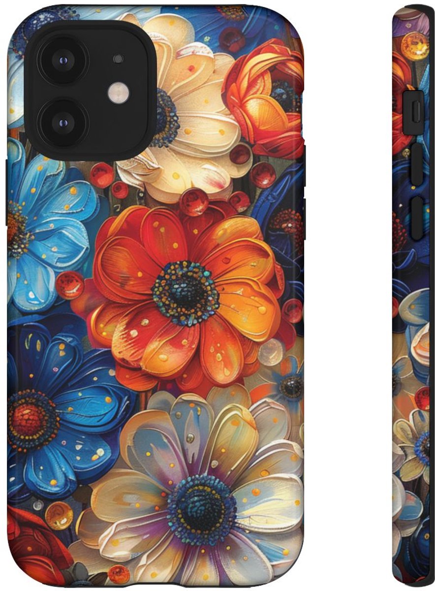 Levendig Abstract Bloemenpatroon – Telefoonhoesje Geschikt voor iPhone 12