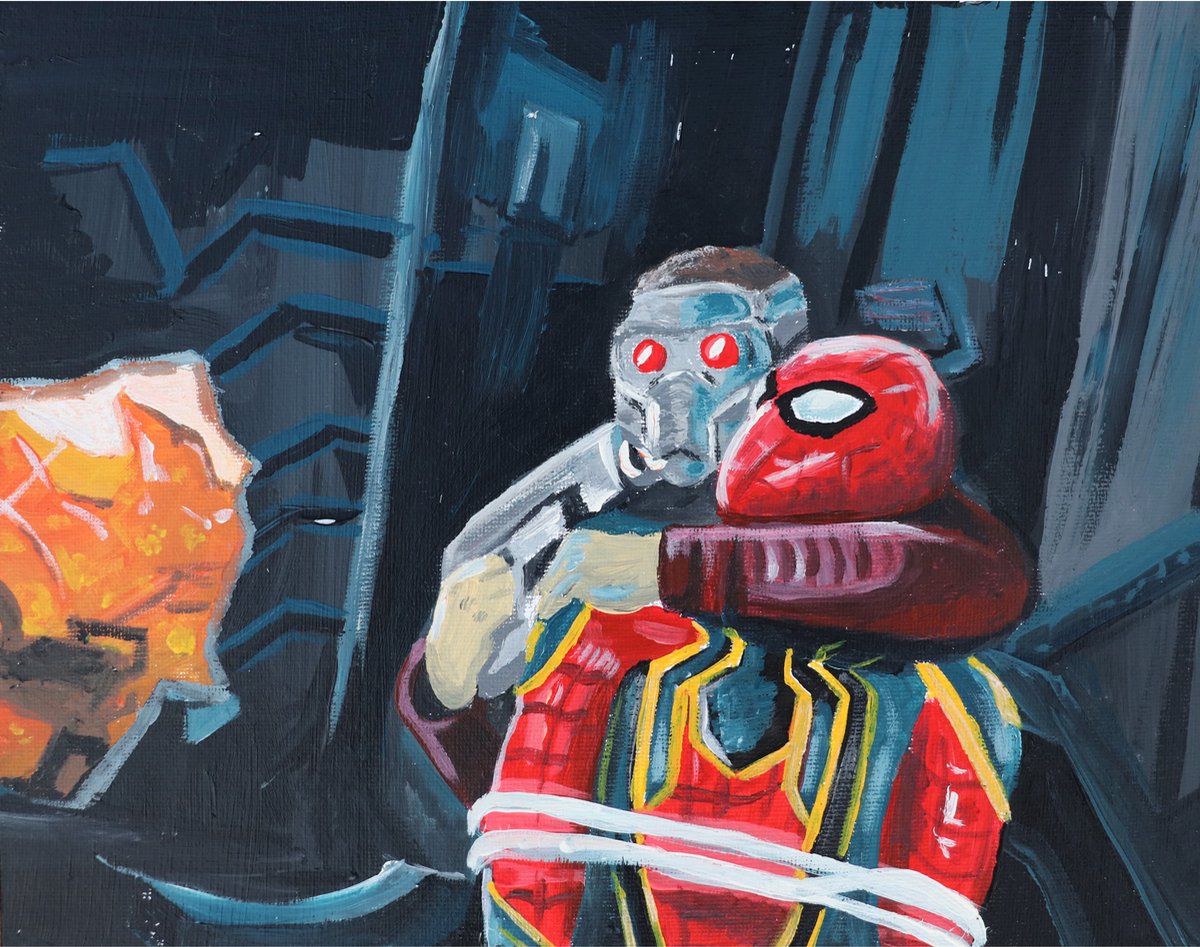 Poster Spider-Man & Star-Lord - Avengers Infinity War - Print van schilderij - 30x40 cm - Acrylstijl - Marvel Fanart - Limited Edition - Rocksma