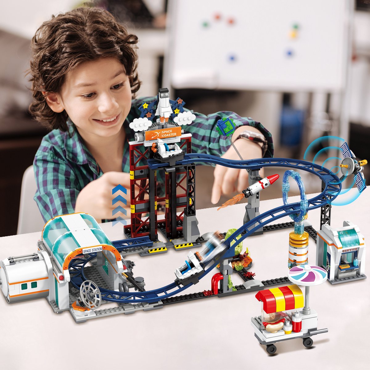 Mold King 11014 Technologie Achtbaan Set, 3646 Onderdelen Amusement Park Loop Coaster Model Bouwstenen Kit voor Volwassenen, MOC Elektrische Mechanische Speelgoed