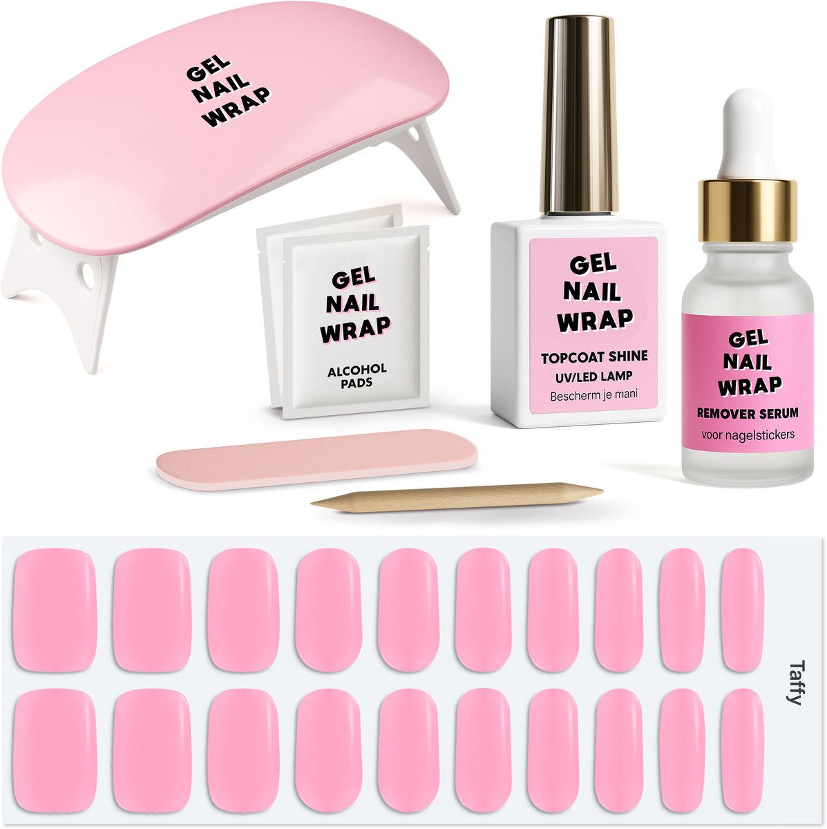Gel Nail Wrap - Complete Starter Set - Roze - Taffy - Gel Nail Wraps - Gel Nagel Stickers (incl. Instructievideo)