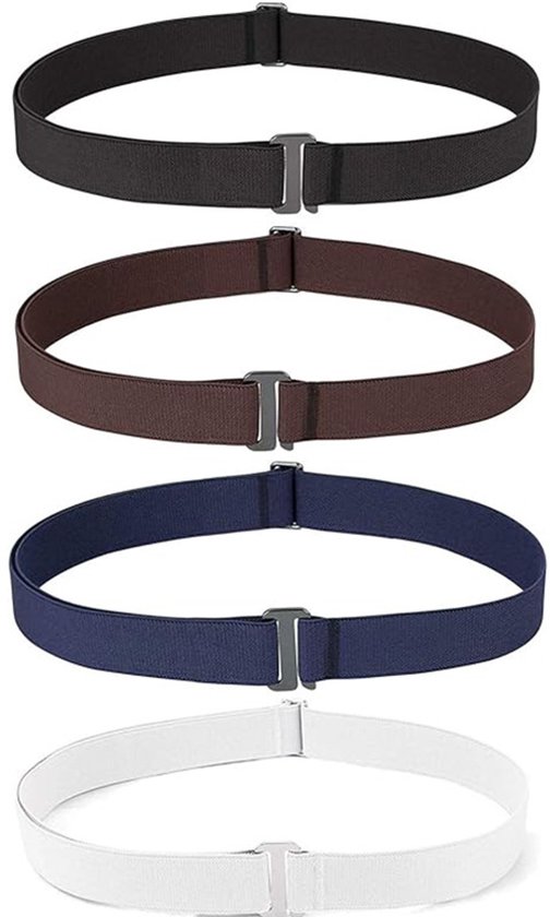 Lot de 4 ceintures élastiques invisibles pour femmes avec boucle plate pour jeans et robes