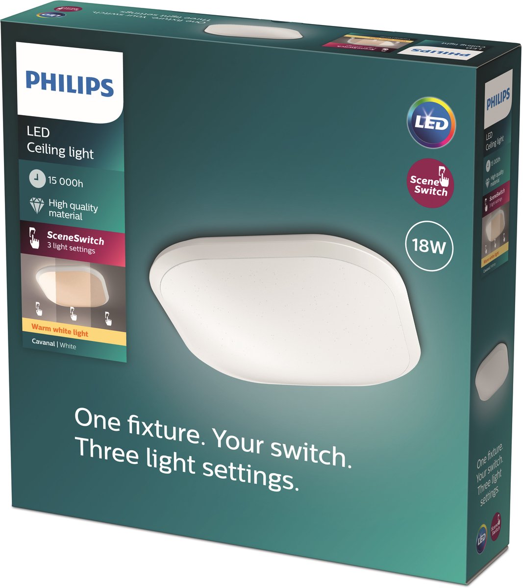 Philips Cavanal plafonnière - warmwit licht - vierkant