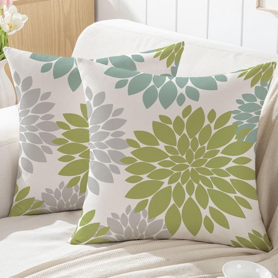 Lot De 2 Housses De Coussin Extérieur Imperméables 40x40 Cm - Traitement Anti-taches, 65% Coton, 35% Polyester - 6
