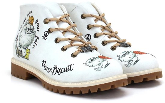 Bottes pour femmes Goby Peace Biscuit – Bottes à lacets pour femme – Cuir vegan – Handgemaakt – Pointure 42