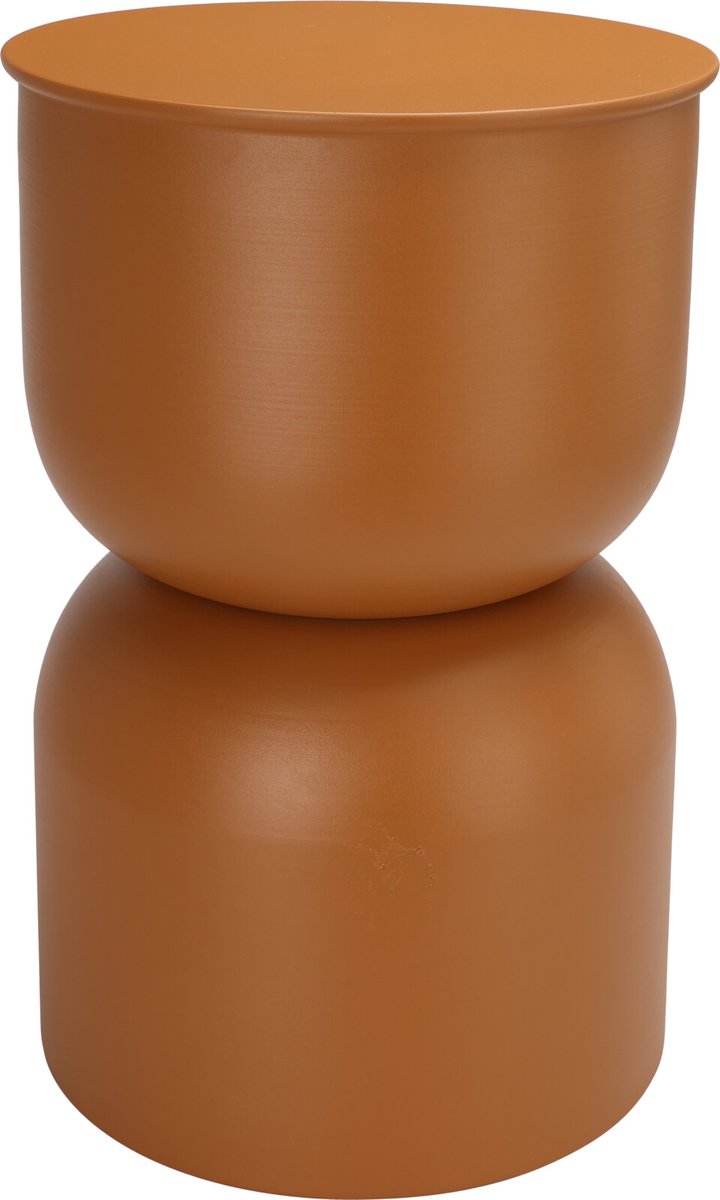 In & Out Deco Bijzettafel - Metaal - Organisch - Karamel kleur - Hoog 46 cm - Rond 31 cm