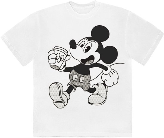 Disney - Mickey & Coffee Heren T-shirt - L - Wit