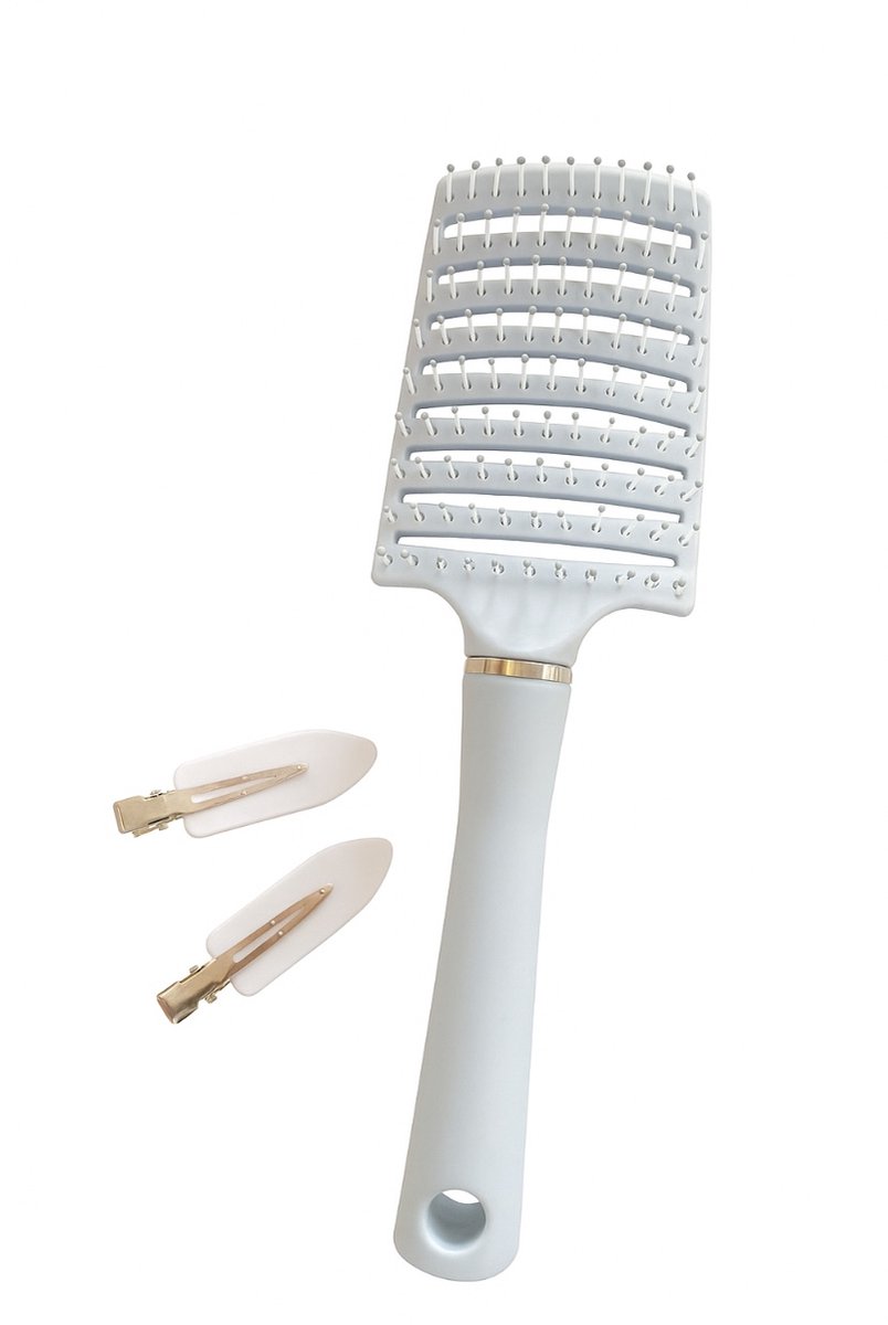 Borstel - baby blauw - 2 clips cadeau