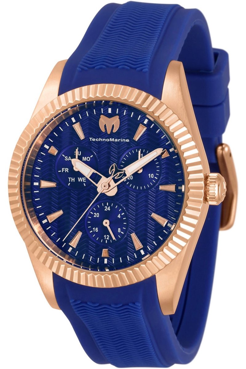 TechnoMarine Sea TM-719034 Dames Horloge - Waterdicht - Analoog - Quartz Uurwerk - Roestvrij Staal met blauwe Wijzerplaat - 38mm