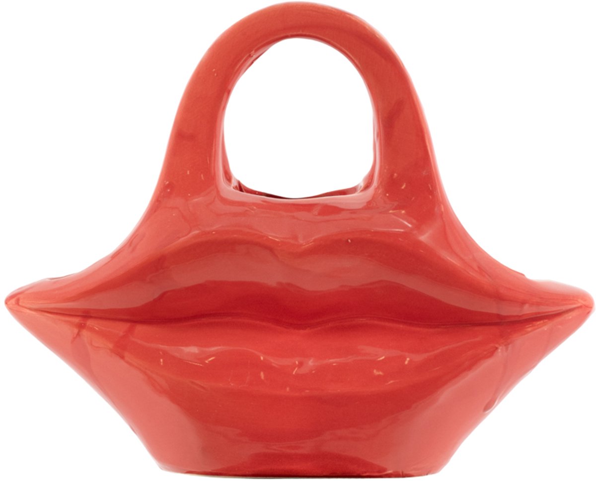 homebound by ky Aardewerk vaas lips rood | bloemenvaas | 25x8x20cm