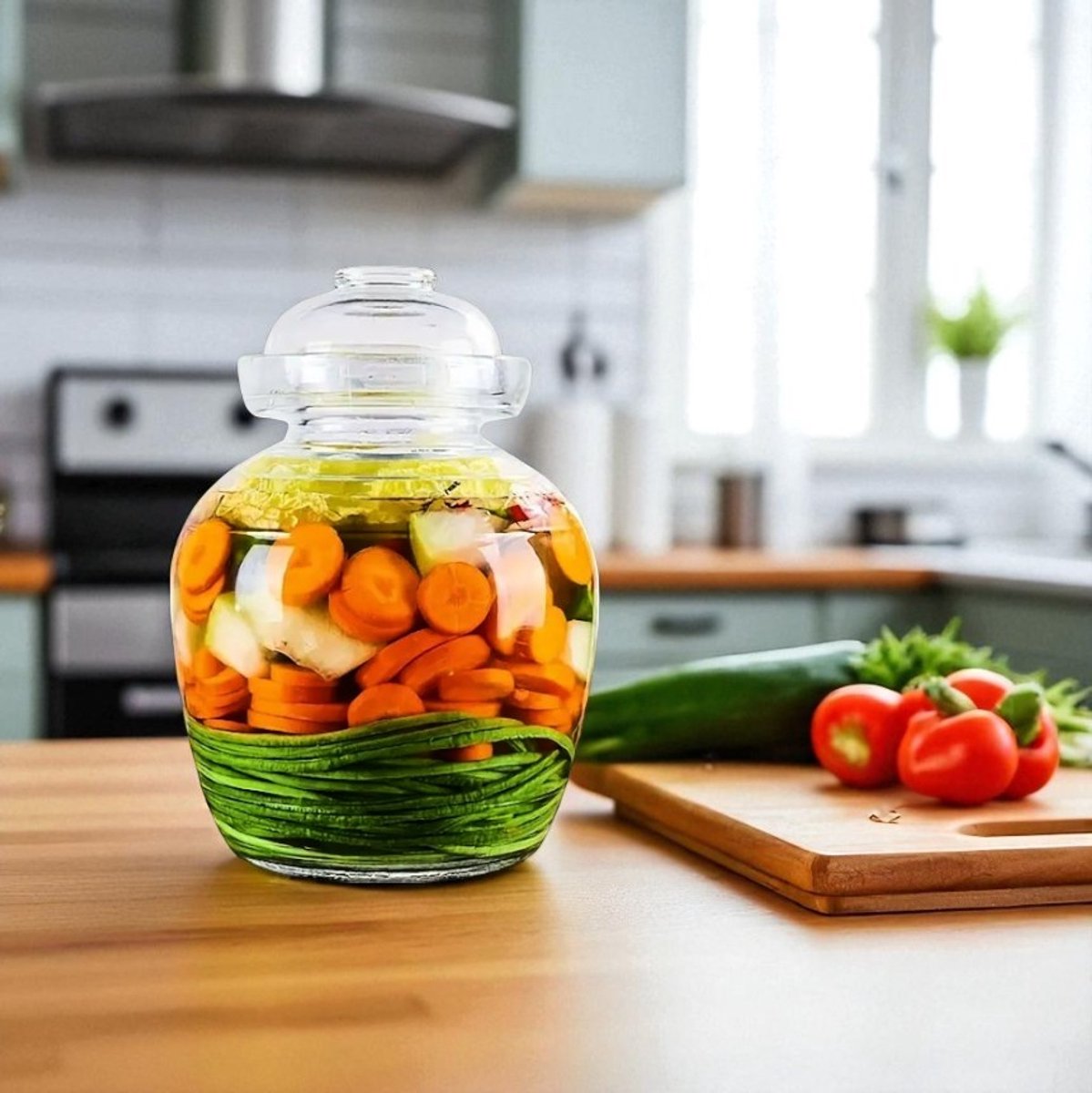 Kapmore Glas fermentatieglas, groot formaat, verzegeld inmaakglas