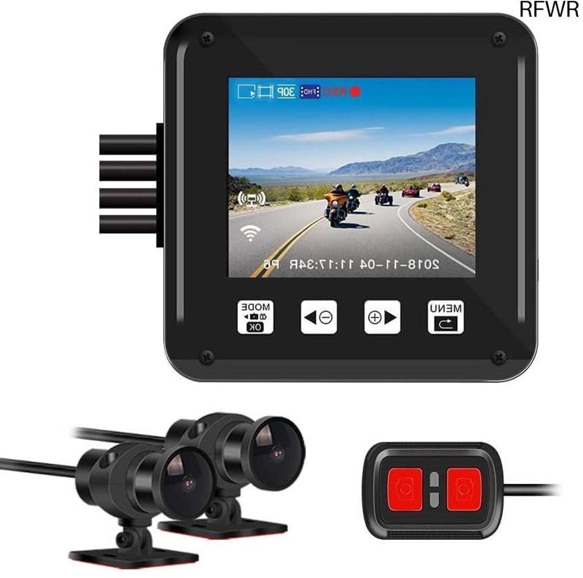 RFWR® Draadloze Dual Motor Dashcam met GPS en 1080p Beeldkwaliteit