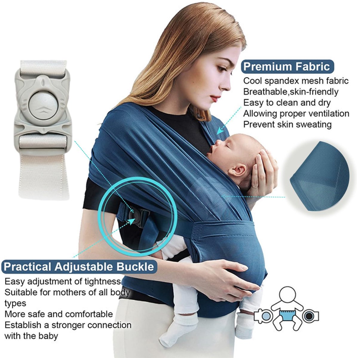 Ibenzoa® Ergonomische Babydrager met Drie Posities voor Pasgeborenen en Peuters tot 20 kg