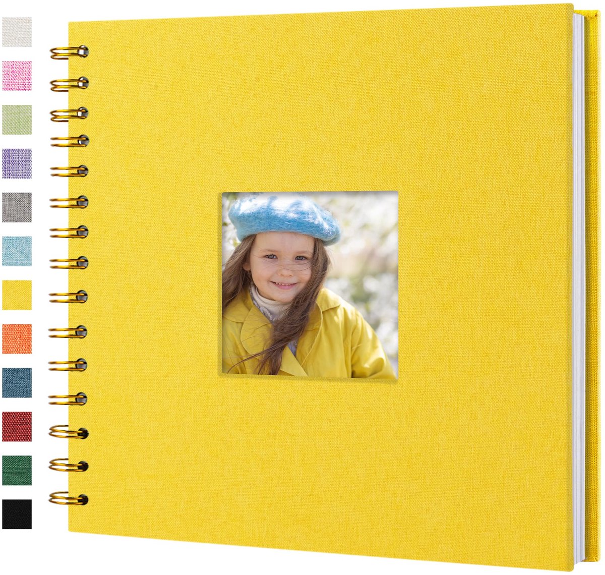 Ibenzoa® Stijlvol Fotoalbum voor Herinneringen met Linnen Omslag en 40 Pagina's - Geel