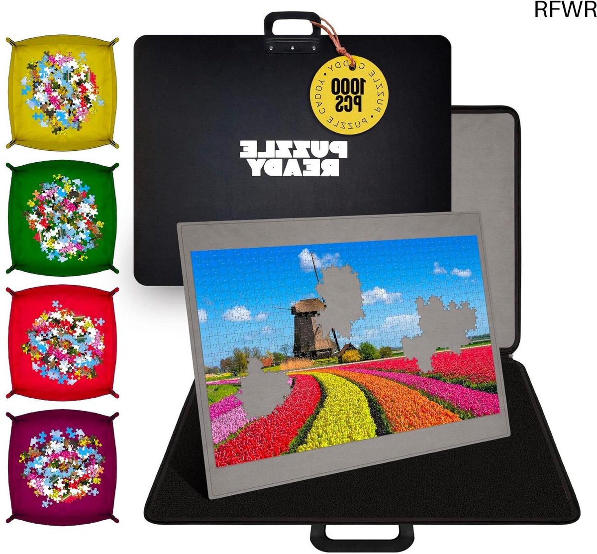 RFWR® Puzzelplank met 1000 stukjes - Draagbare opbergtafel met sorteerbakjes voor legpuzzels - 61 x 78 cm