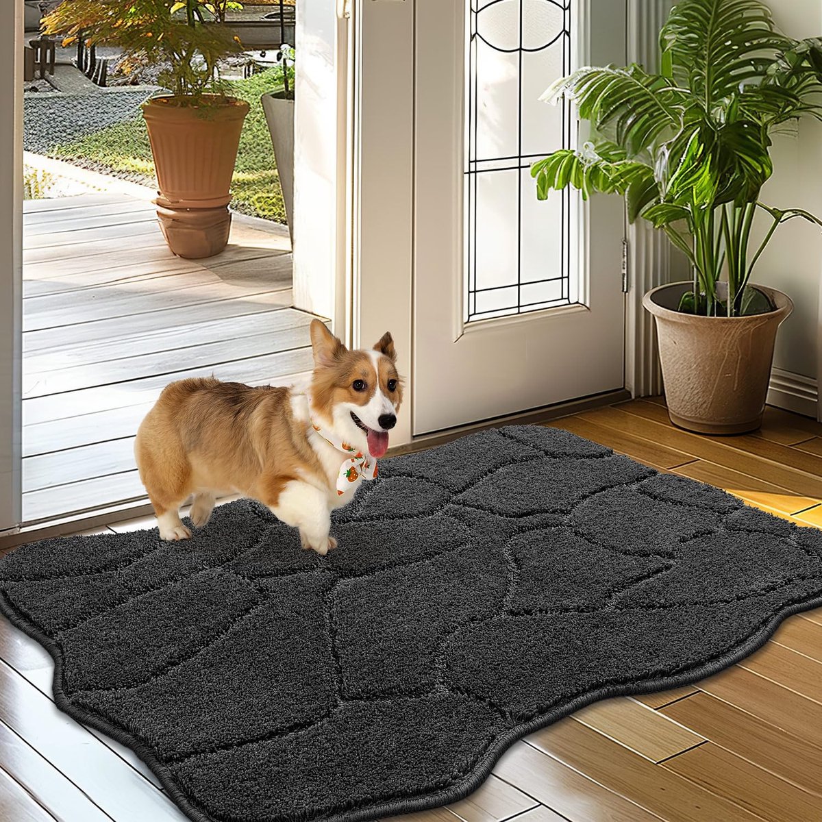 Ibenzoa Fijne en Zachte Deurmat voor Binnen van 60 x 90 cm met Antislip en Wasbare Eigenschappen Donkergrijs