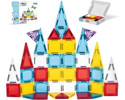 Magnetic Tiles - Travel Set - Reisset - Micro Tegels - Magnetisch Speelgoed - Educatief - Montessori - 40 Stuks - Bouwstenen - Bouwblokken - Voor 3, 4, 5, 6, 7, 8, 9 Jaar - Bouw je Magna Wereld - Kinderen - Olvy