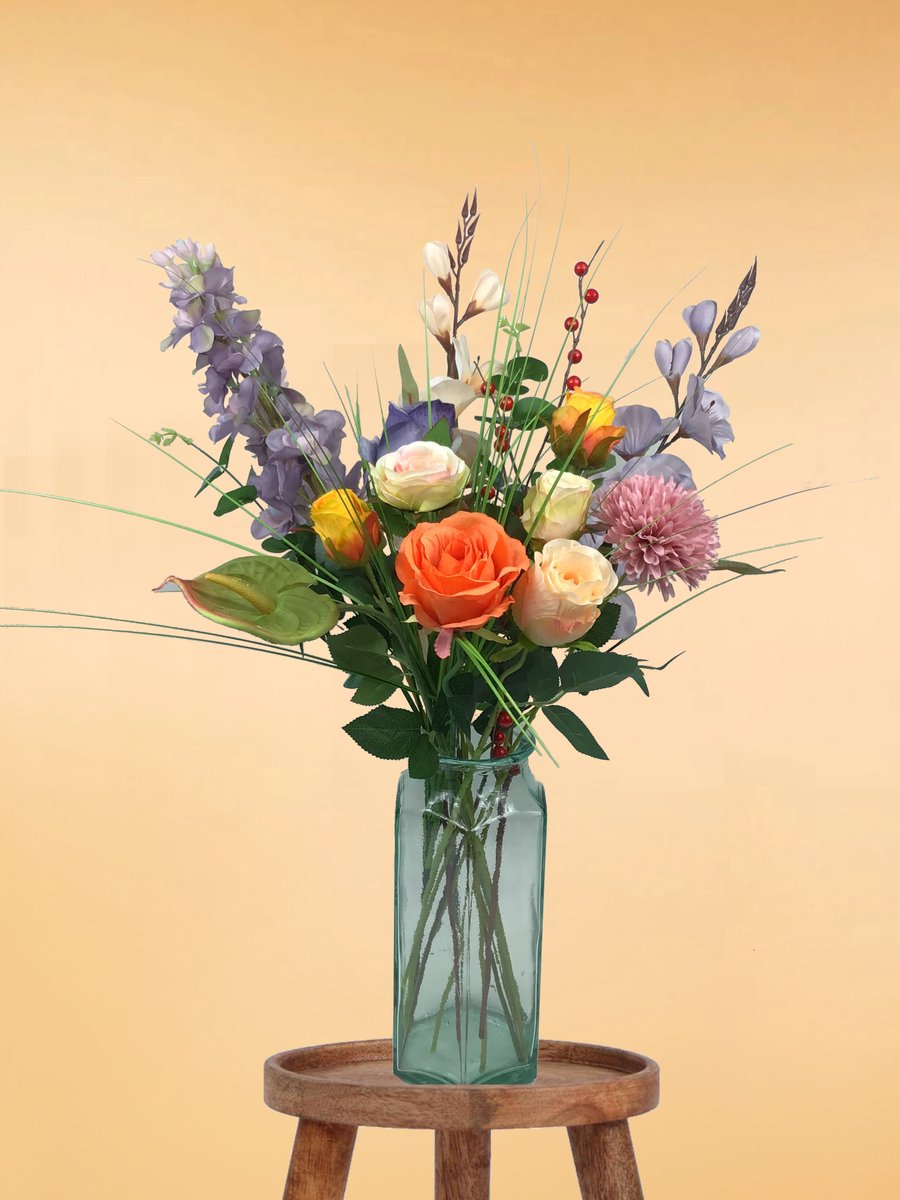 The Bloomistic® – Zijden Boeket – 70-80 cm hoog – Kunstbloemen – 16 stelen – moederdag – nepbloemen – housewarming cadeau – decoratie – decoratie woonkamer