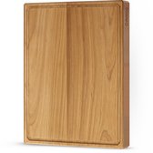 Deleca Teakhouten Snijplank - Dubbelzijdig met Sapgeul / Handgrepen - Groot en Dikke Teak Hout Hakblok - Voor Keuken, Duurzame Snijplanken, Serveerplank, Kaasplank, Borrelplank, Tapasplank - Zonder Plastic - 51x38x3.8 cm