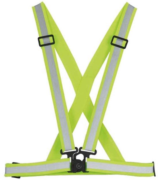 Wowow Cross Belt - Reflecterende Kruisgordel Fietsen Hardlopen Geel - Verstelbaar van S tem XXXL