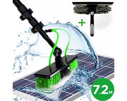 Vinteq® Telescopische Wasborstel 7 Meter - Ramenwasser Telescopisch met Steel - Zonnepanelen Reiniger - Terrasreiniger - Glazenwasserset Professioneel - Telescoopsteel Ramenwassen - Met Waterdoorvoer - Met Zeepdispenser - Uitschuifbaar tot 7,2 Meter