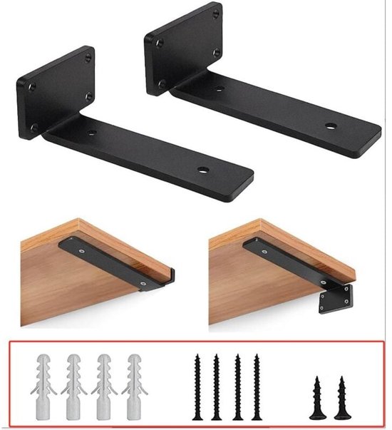 Amig - Wandplankbeugel - Plankbeugel - Plankhoek - Staal - Zilverkleurig - Afmetingen: 300x225 mm - Max. aanbevolen gewicht: 260 kg