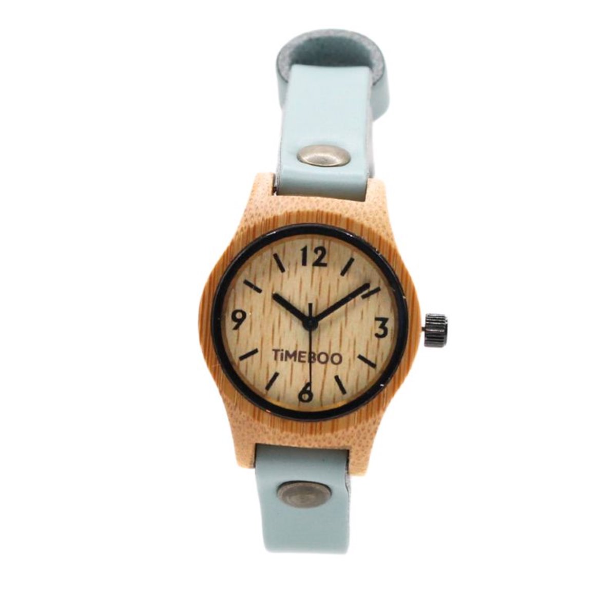 Timeboo horloge Small | Bamboe houten horloge | dames - leer - Light Blue