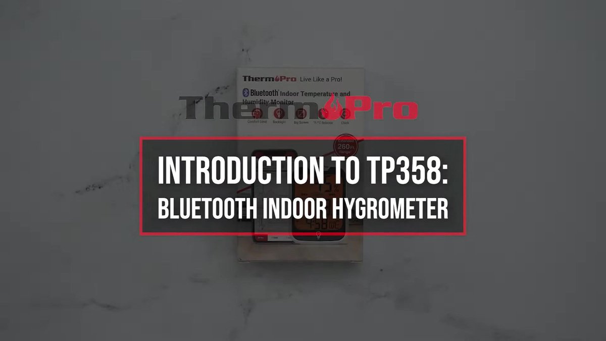 Thermomètre-Hygromètre Bluetooth ThermoPro TP358 | Capteur Suisse Précision | Alerte Smartphone | Pour Serre, Bureau