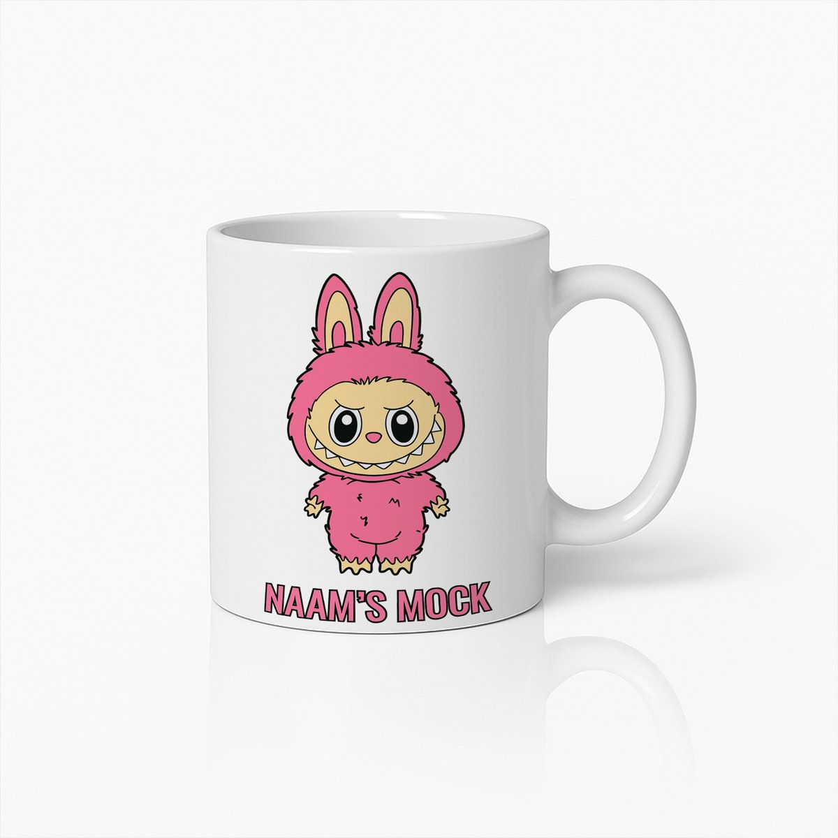 Grappige Gepersonaliseerde Mok met Schattig Boos Konijnpak – Koffiemok met Eigen Naam