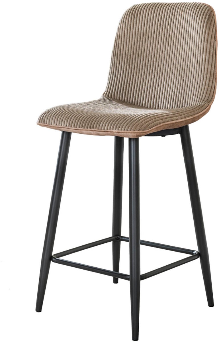 AnLi Style Barstoel Rib - Rock zand - set van 2 Beige