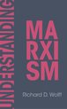 Boek met de titel 'UNDERSTANDING MARXISM' door Richard D. Wolff in roze letters op een grijsblauwe achtergrond.