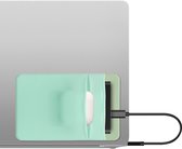 kwmobile elastische harde schijf hoes geschikt voor SanDisk Portable SSD, Samsung T7, Crucial X8, HDD - 13 x 8,3 cm - Met 2 opbergvakken - Externe SSD houder in pastelgroen