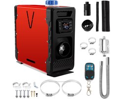 Diesel Standkachel - 12V 8KW - Bluetooth App Bediening - All-in-One Luchtverwarmer voor Auto Vrachtwagen Bus Boot Camper Caravan RV - Auto Heater-Luchtverwarmer met afstandsbediening en Digitaal-display - Rood