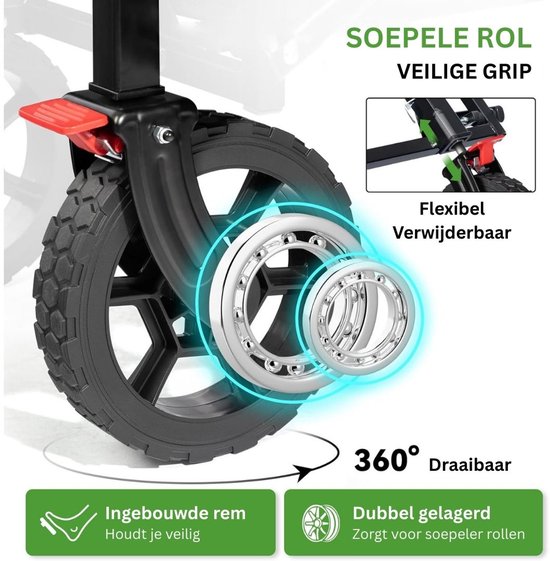 DailySupplies® Bolderkar Opvouwbaar Luchtbanden - Strandwagen - Bolderwagen - Zwart van DailySupplies — afbeelding 2