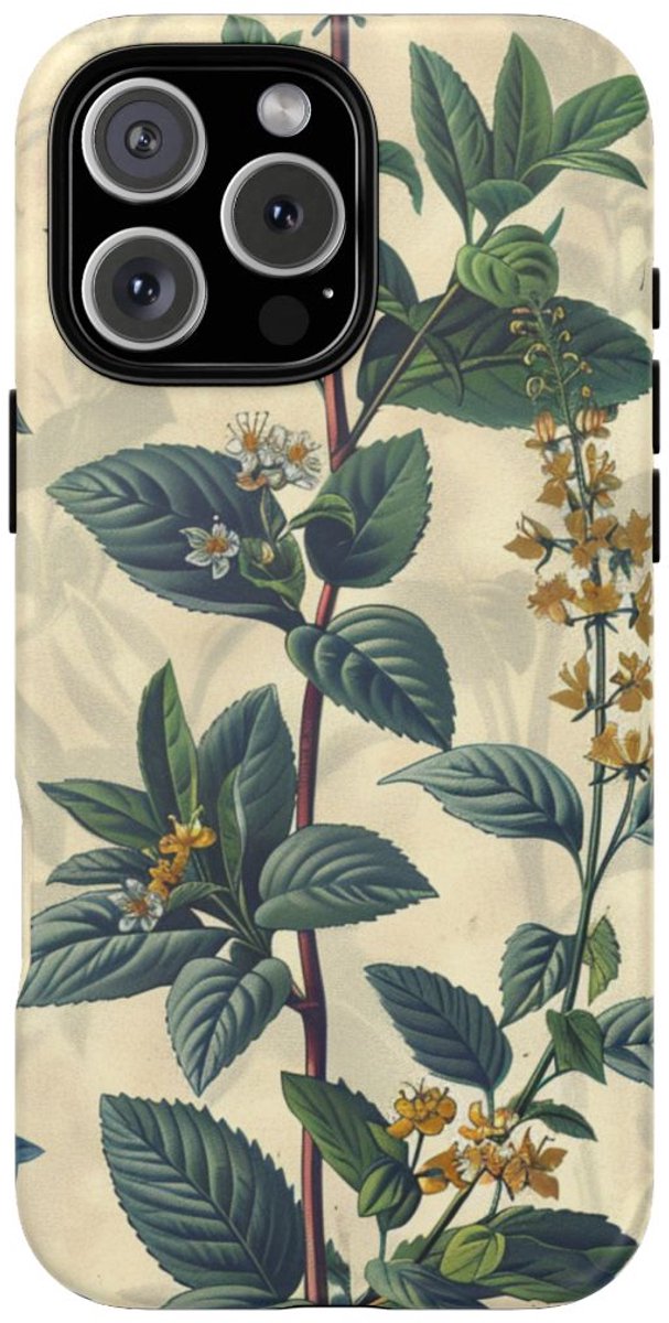 Vintage Botanisch Kruidmotief – Telefoonhoesje Geschikt voor iPhone 16 Pro Max