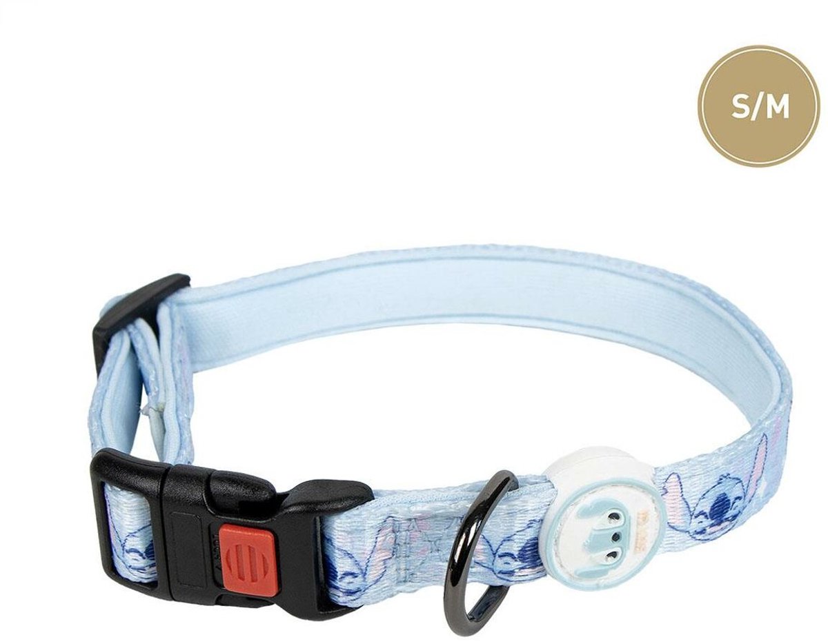 Hondenhalsband - Stitch - Licht blauw - Maat S/M - 20mmx30-45cm