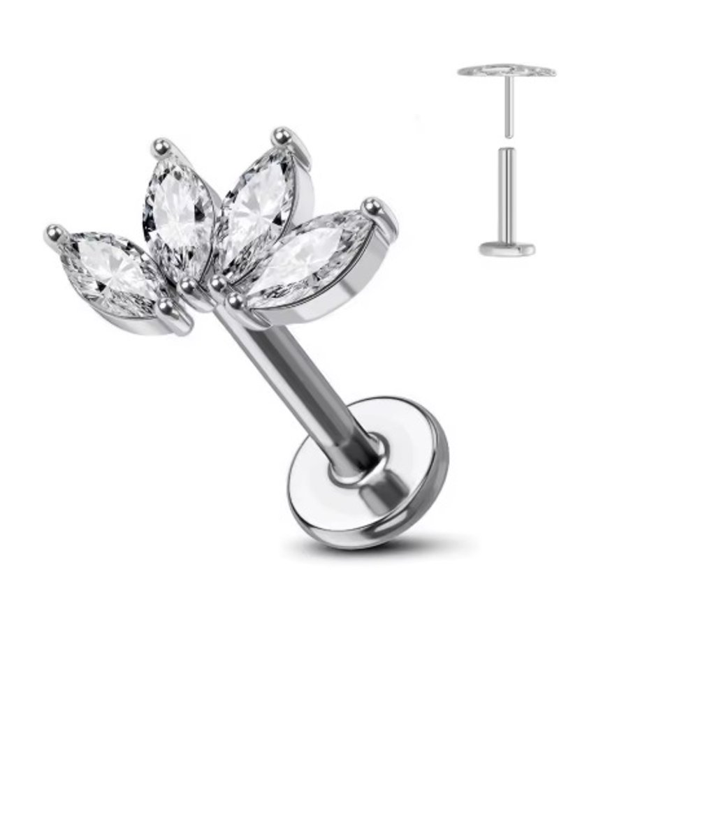 Piercing voor Oor - Kleur: Zilver - Formaat: 12 x 6 MM - Titanium - Tragus / Kraakbeen / Helix / Conch - Oorpiercing - Piercing Sieraad - Hoge Kwaliteit - Labret Piercing - Luxe Sieraad - Oorbellen